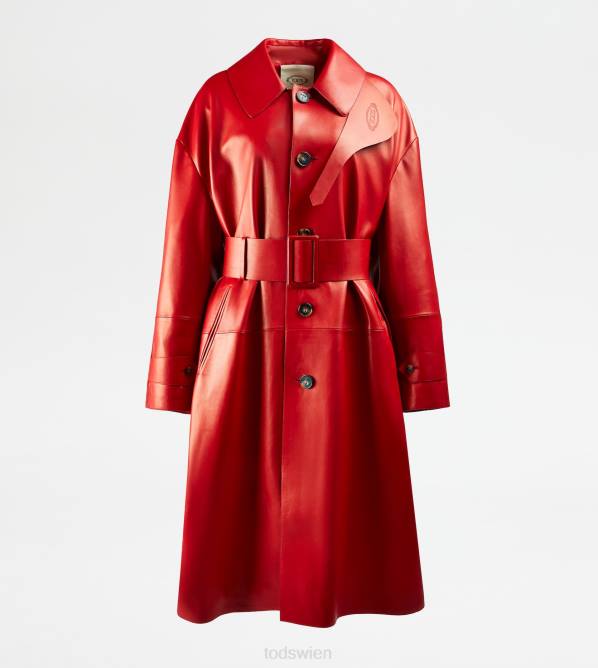 Trenchcoat aus Leder Frauen Tod's DZ4Z593 Rot