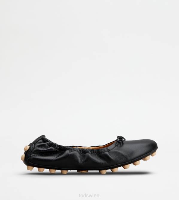 Bubble-Ballerinas aus Leder Frauen Tod's DZ4Z189 schwarz/cremeweiß