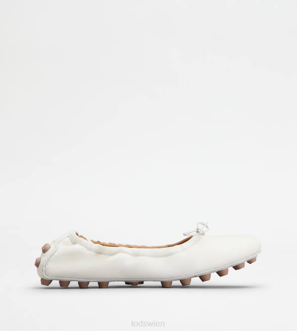 Bubble-Ballerinas aus Leder Frauen Tod's DZ4Z190 Weiss-braun