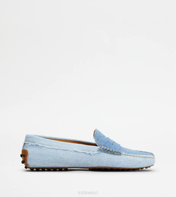 Gommino-Fahrerschuhe aus Denim Frauen Tod's DZ4Z116 hellblau/blau