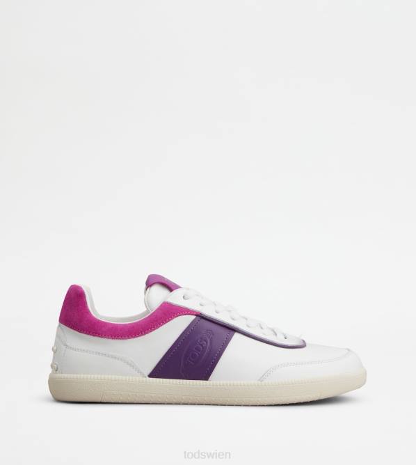 Tabs-Sneaker aus Leder Frauen Tod's DZ4Z142 weiß/violett