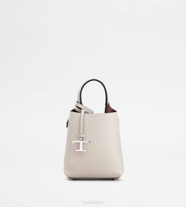 Mikrotasche aus Leder Frauen Tod's DZ4Z463 grau/burgund